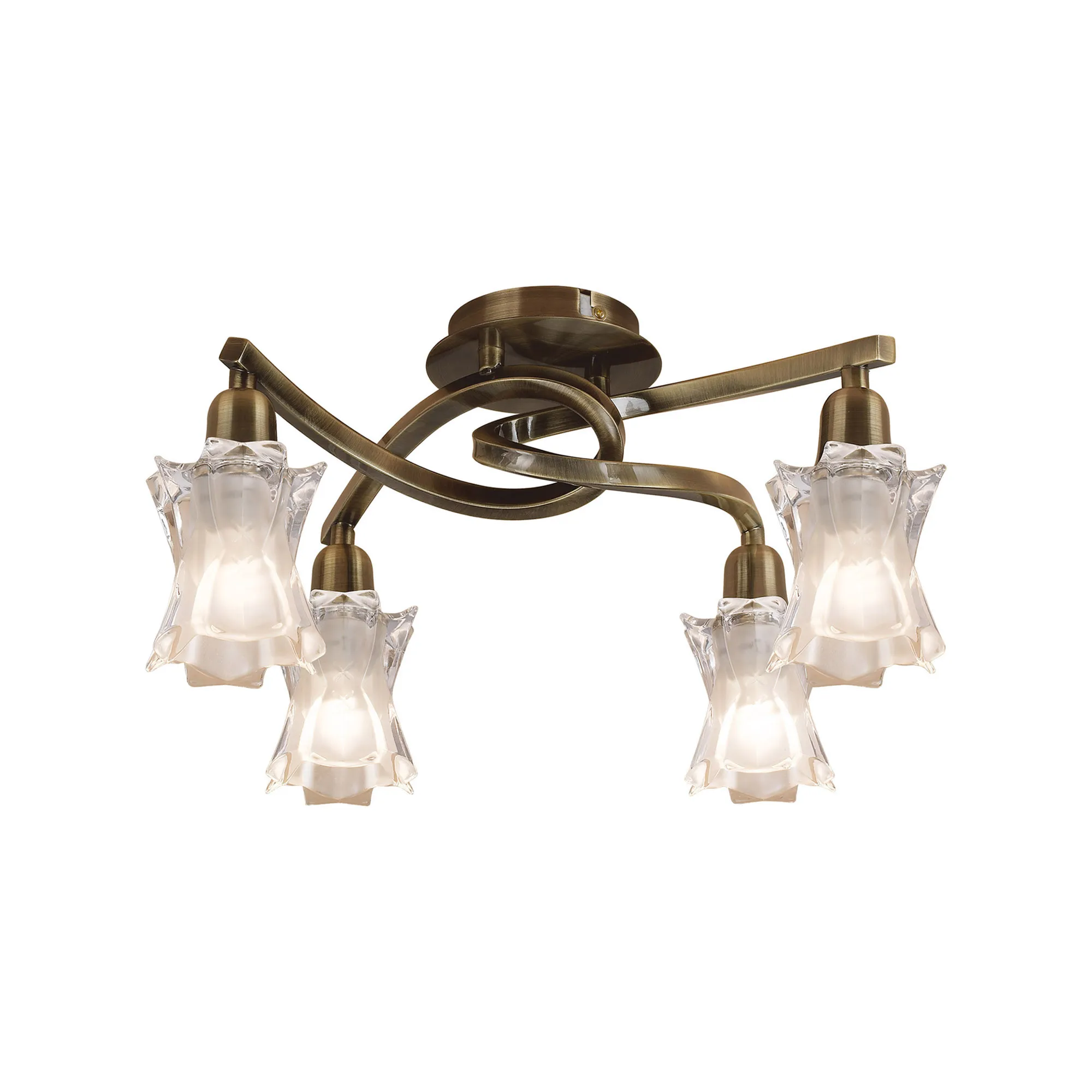 Alaska GU10 Antique Brass Ceiling Lights Mantra Semi Flush Fittings